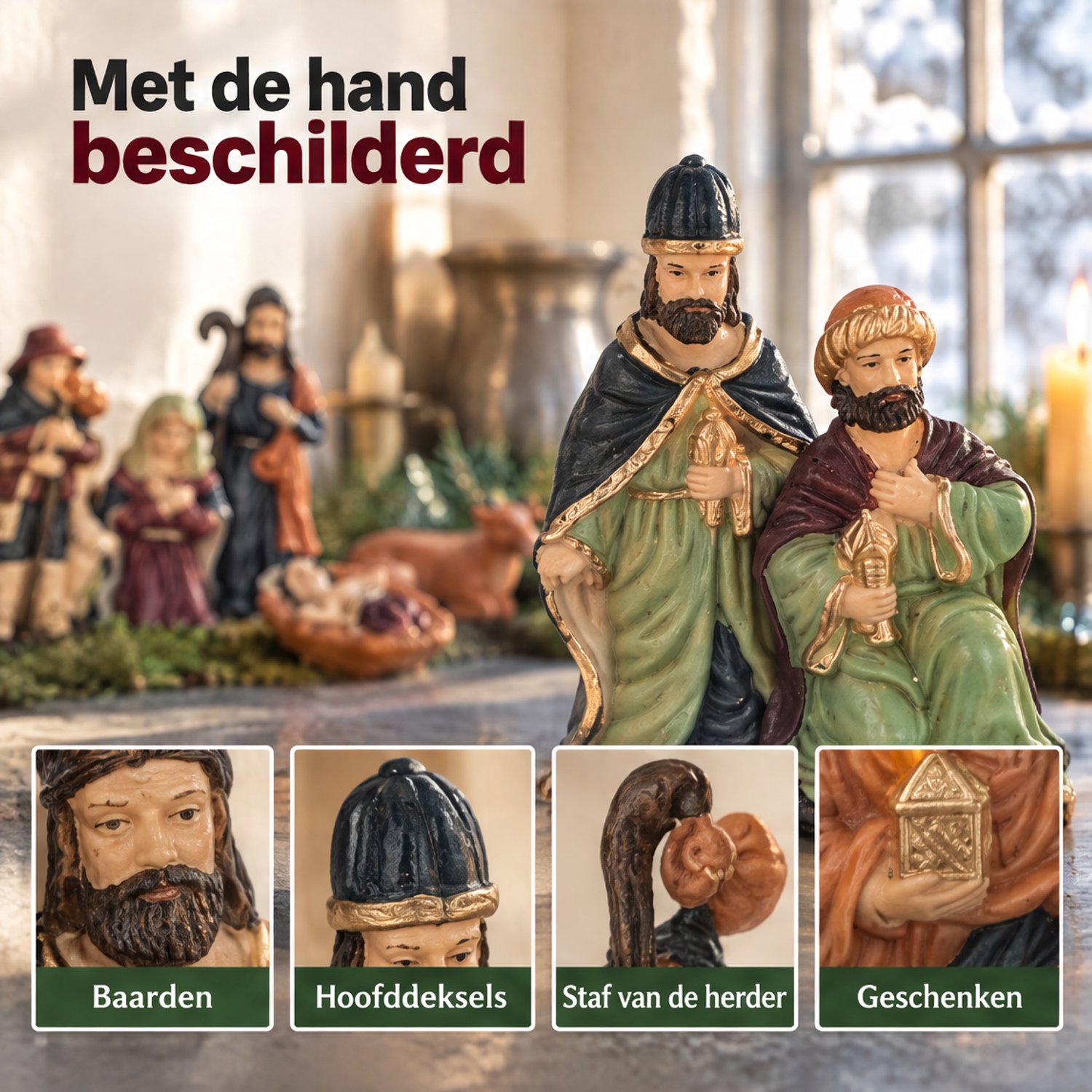 Levano Kerststal Figuren Set van 9 - 8 cm - Kerstversiering - Kerstdecoratie voor Binnen - Kerstfiguren voor Binnen - Kerstbeeldjes - Kerstbeelden - Kerstverhaal - Kerstkribbe - Kerst Figuurtjes – foto 5