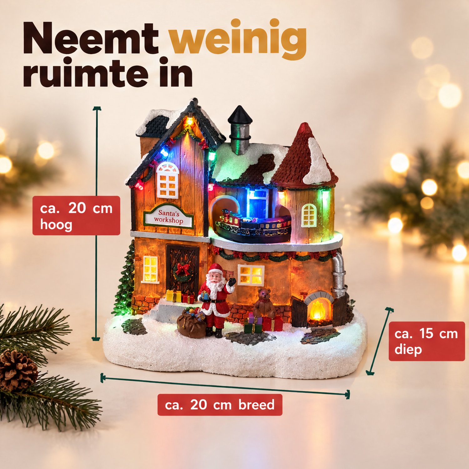 Levano Kerstdecoratie voor Binnen - Kerstverlichting op Batterij - Kersthuisjes met Verlichting en Beweging - Kerstdorp - Kersttrein - Kerstlampjes - Kerstdorp Figuren - Kersttafereel - Kerst Decoratie Tafel - Sfeerverlichting – foto 5