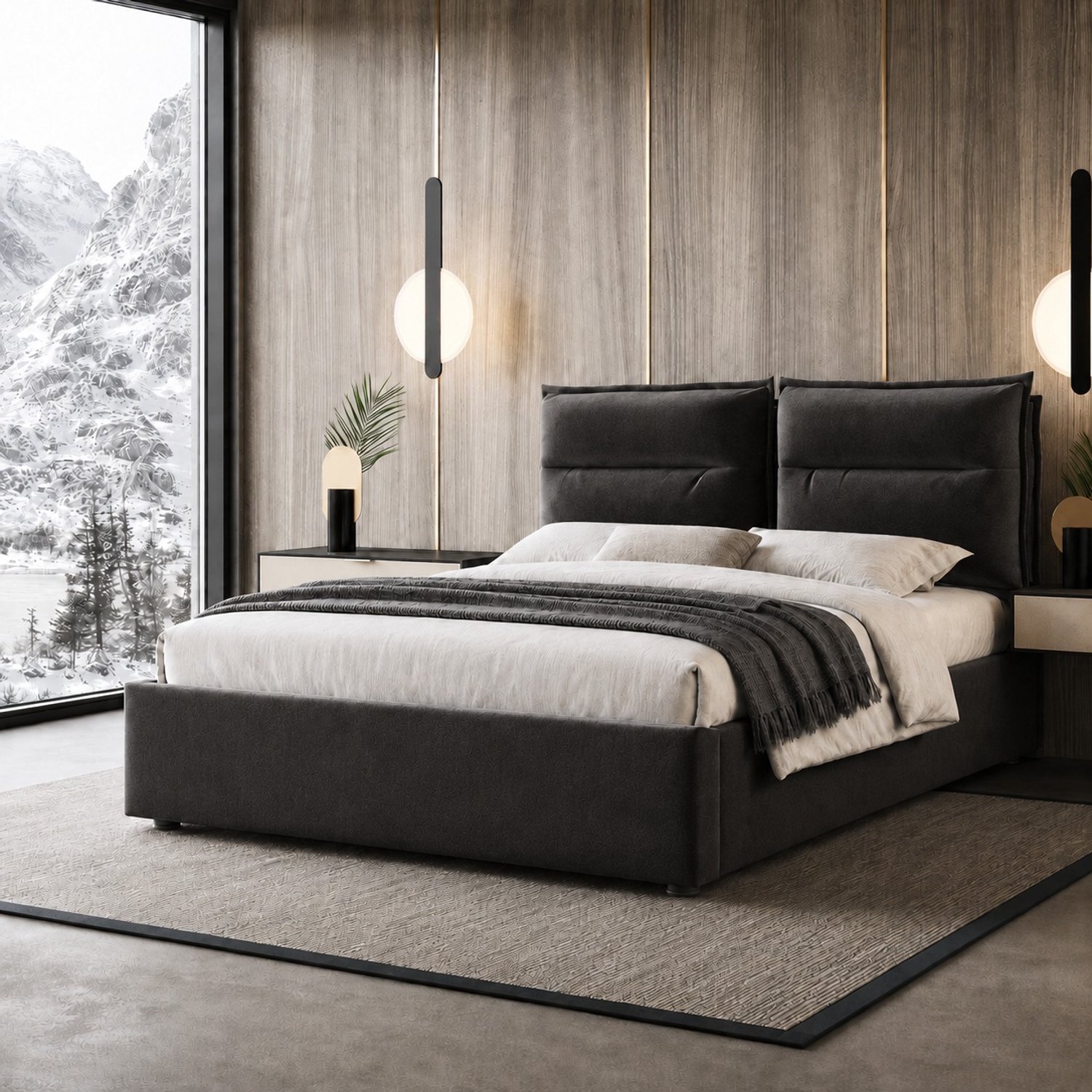 MUVANO Opbergbed 140x200 - zwart fluwelen tweepersoonsbed met hydraulisch hefmechanisme, verstelbaar gevoerd hoofdbord en lattenbodem voor slaapkamer