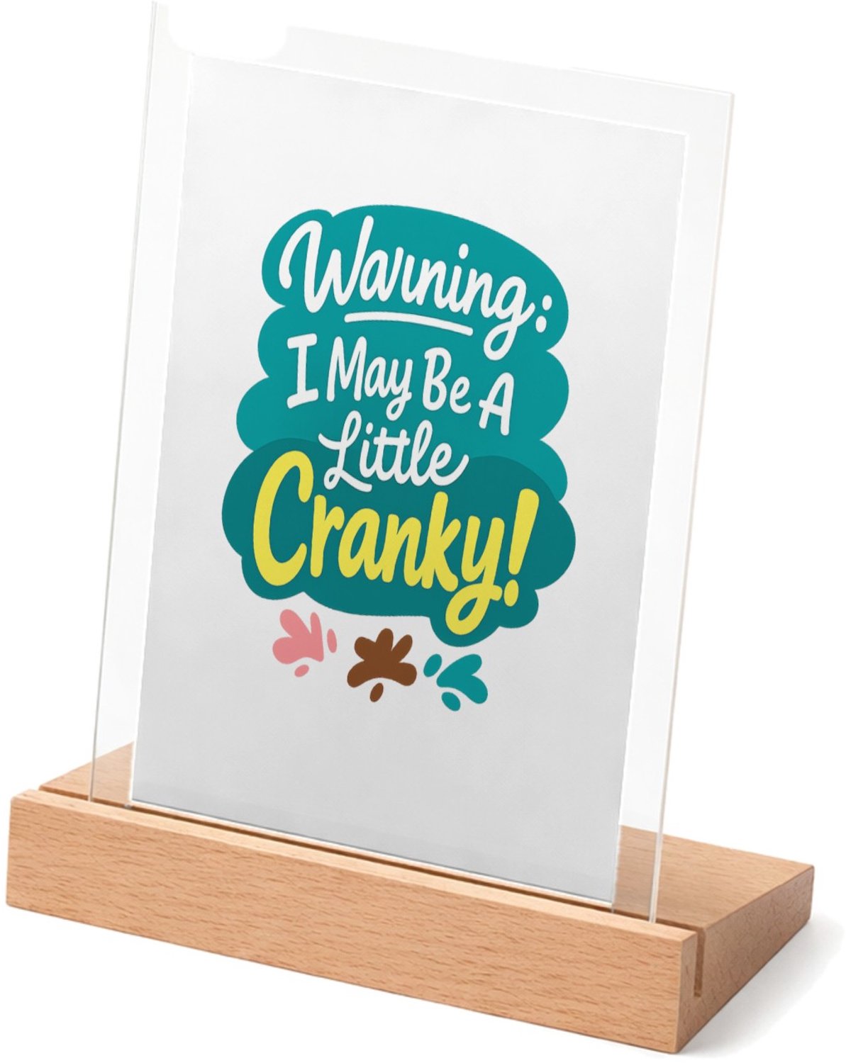 Mr Cadeautjes Glasframe met vaste tekst - design Speelse waarschuwing rond slapen met zachte sterren en maan | cadeau Wit