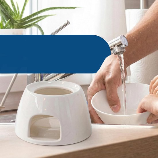 Fondueset Keramiek voor Kaas en Chocolade - Inclusief 4 RVS Vorken Theelicht Demontabele Basis - Perfect voor Gezellige Avonden Camping Picknick - Wit — afbeelding 3
