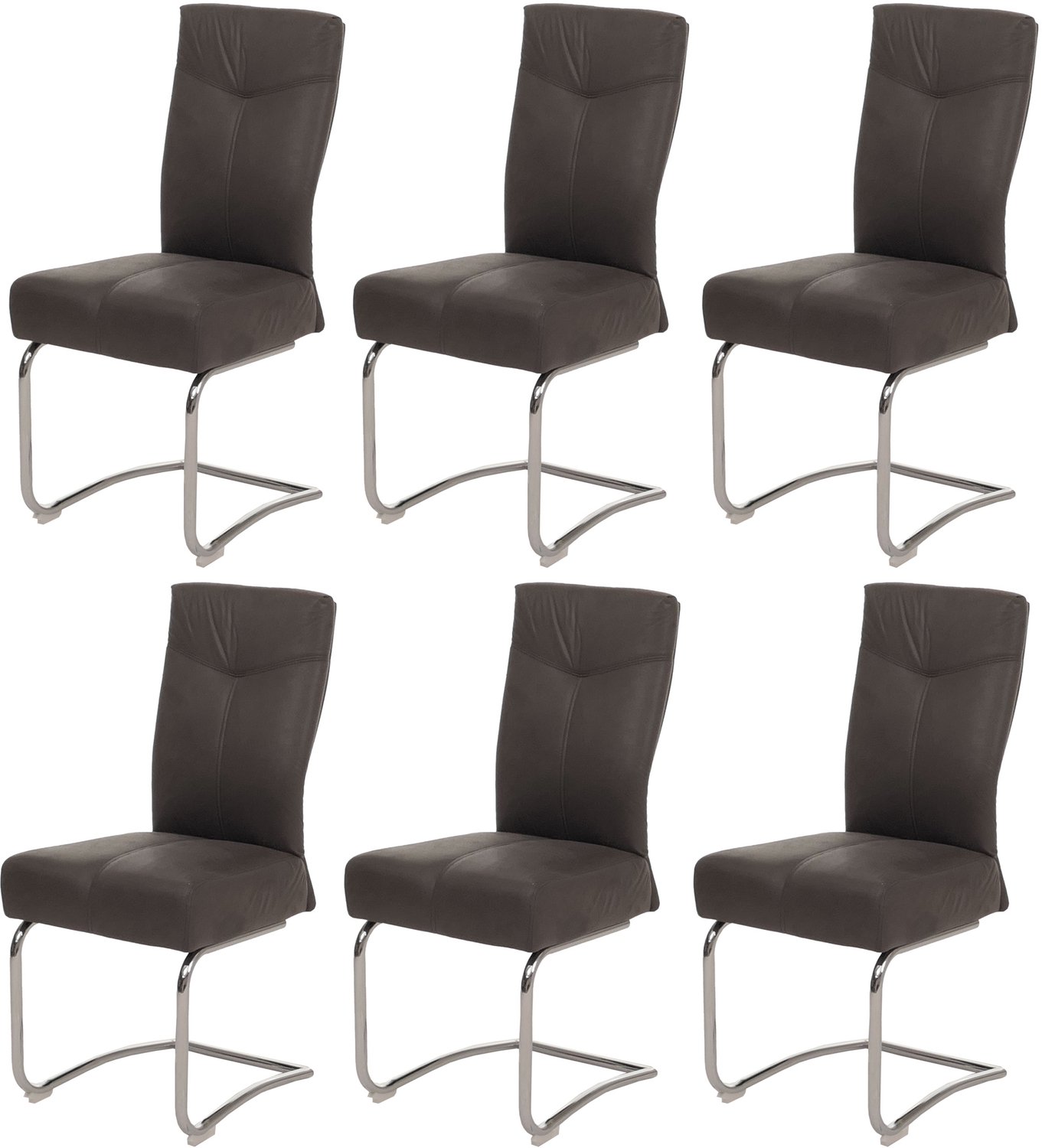 MCW Set van 6 eetkamerstoelen MCW-G56, keukenstoel sledestoel, textiel suèdelook ~ grijs