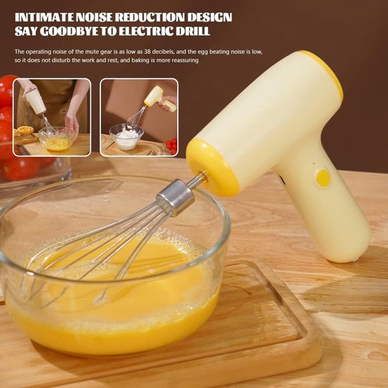 Draadloze elektrische garde, elektrische handmixer keuken handmixer, mini handmixer voor thuis keuken 5 versnellingen beige — afbeelding 2