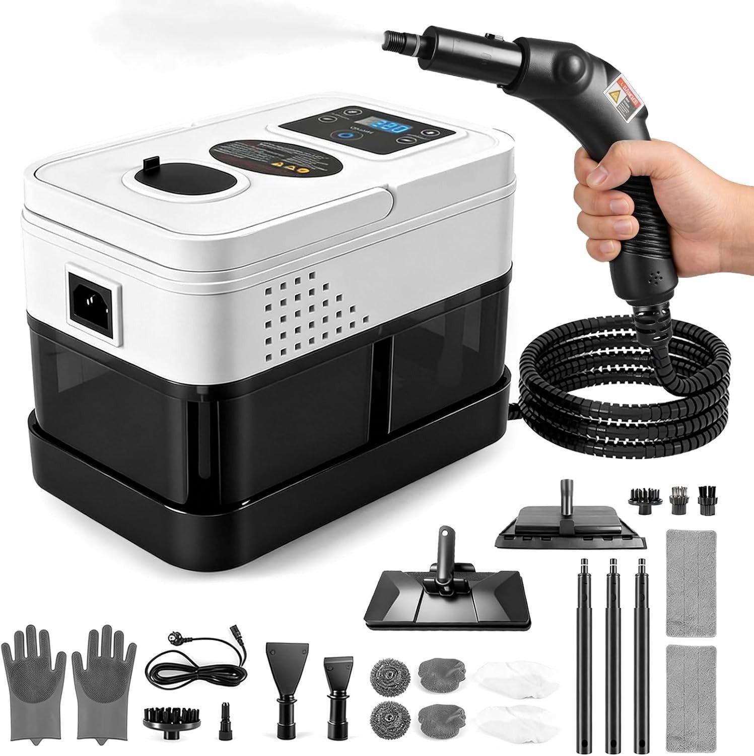 Stoomreiniger - Wit - 1800 ml - Draagbare Stoomreiniger met 19 Accessoires - Voor Vloeren, Keuken, Ramen en Badkamer
