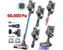 Grenintol 6-in-1 Steelstofzuiger Draadloos – Steelstofzuiger – 60.000 Pa – 2500 mAh Accu – Draadloze Stofzuiger - Accu tot 60 Minuten – Stofzuiger zonder Zak 1,2 L Stofbak – Stofzuiger Draadloos met LED Licht – Voor Tapijten en Harde Vloer – Rood