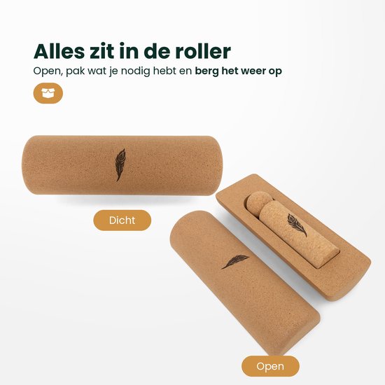 MindBaas 3-in-1 Massage Roller Set Kurk - Foam Roller Alternatief - Voetroller & Massagebal (Triggerpoint / Fascia Bal) - Incl. E-book van MindBaas — afbeelding 3