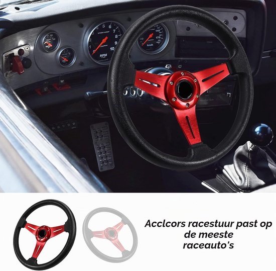 Racing Stuurwiel - Rood - 13.6 inch - Vinyl Leer met Aluminiumlegering - Voor Auto Simulatie en Motorsport — afbeelding 3