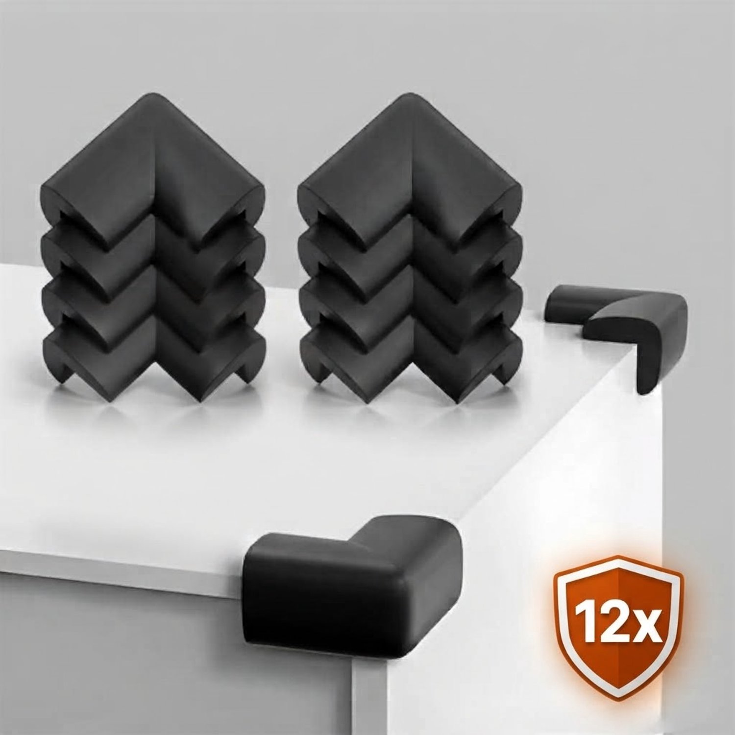 Hoekbeschermers Baby - 12 Stuks - Zwart - Foam Tafelbeschermers - Kinderveiligheid Randbescherming - Zachte Hoekbescherming voor Tafels en Kasten
