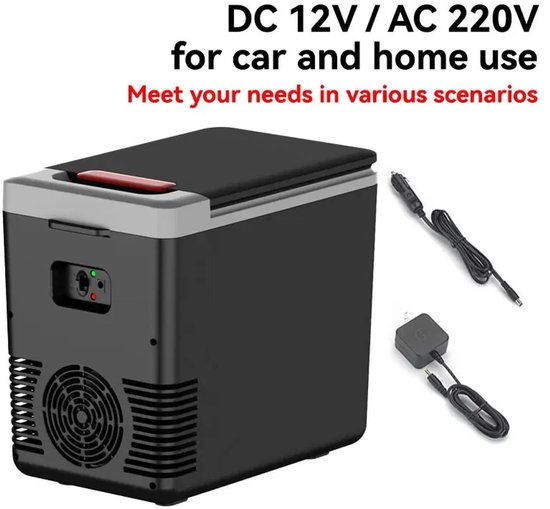 D&J Mini koelkast 10L - Elektrische Koelbox - 12V voor Auto Caravan/Camper - Zwart - Draagbare koelkast - 220v Voor thuis — afbeelding 4