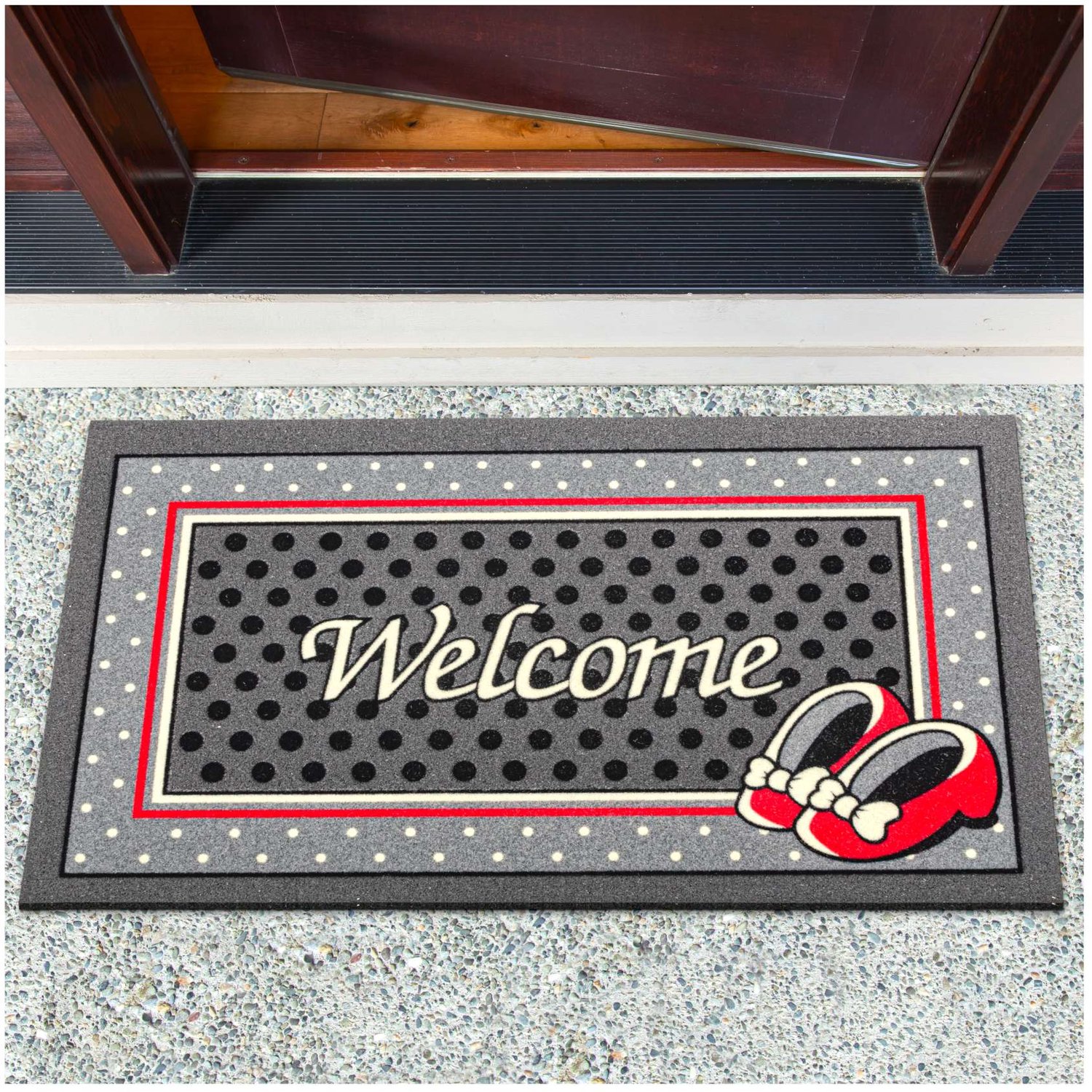 ANRO Welcome Vintage Deurmat Grijs 40x68 cm - Antislip - 3D-effect