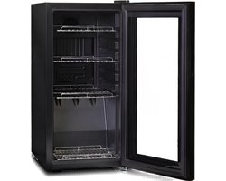 Koelkast - Vrijstaande Minibar voor Slaapkamer & Kantoor - Luxe Mini Koelkast met Vriesvak - Zwart - 45cm x 35cm x 70cm