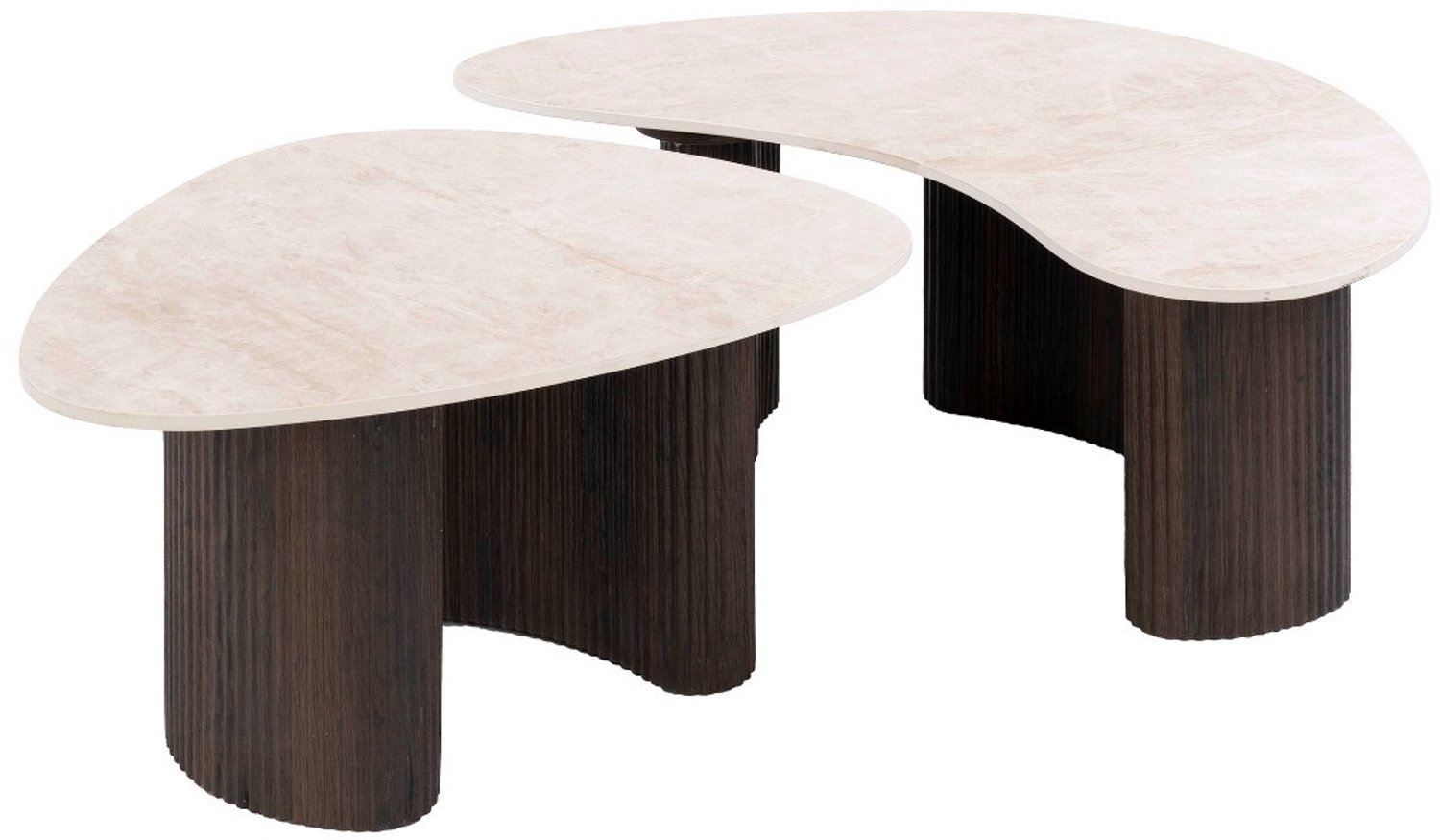 Fraaai Santana salontafel organisch set van 2 - 3D keramiek Taj Mahal Ecru
