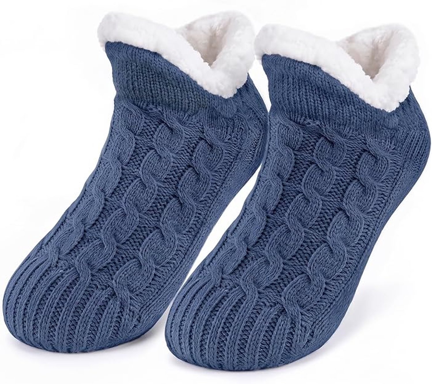 HisKes Vloersokken Warme wintersokken Binnensokken Unisex pantoffels en sokken Warme vloersokken voor dames Antislipzool Dikke fleece sokken Geschikt voor – Donkerblauw