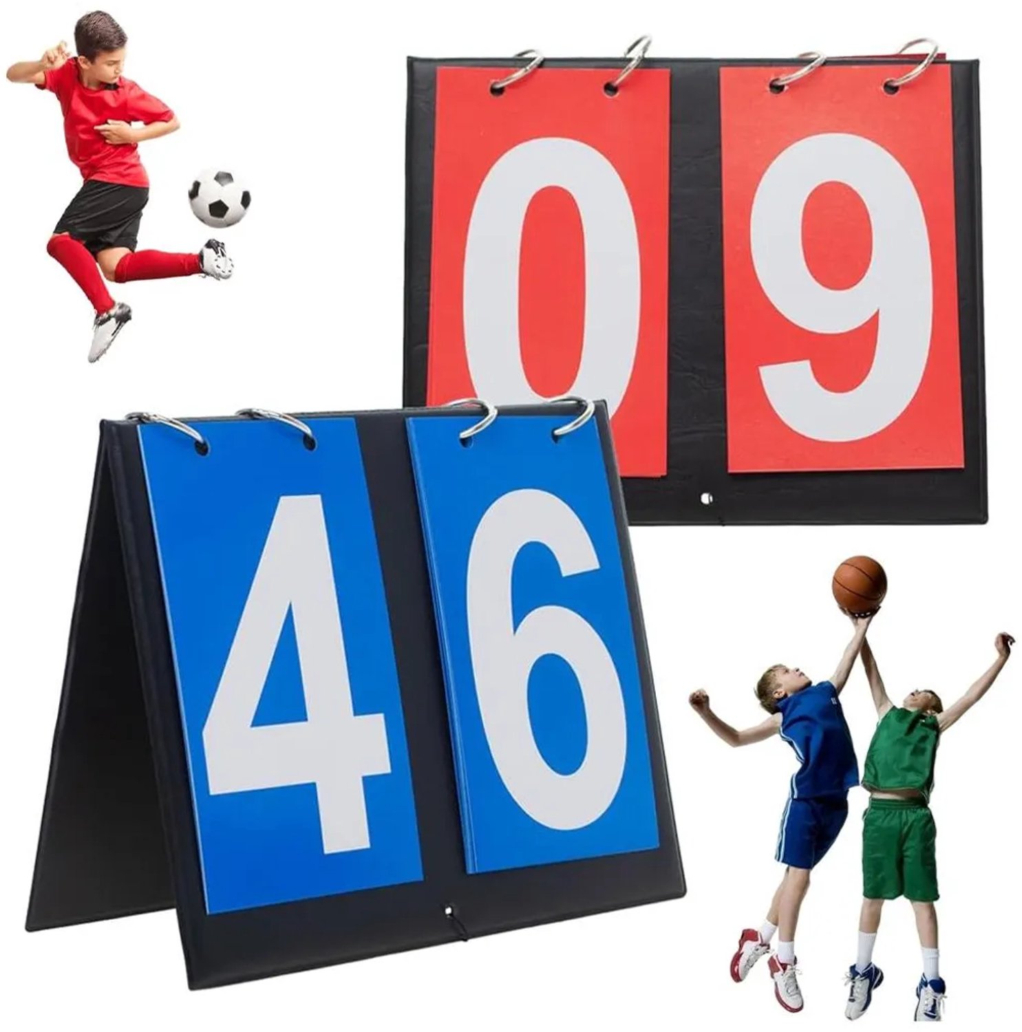 0-99 Sportscorebord (2-pack) - Opvouwbaar scorebord - Scorebord geschikt voor twee posities - Tafelscorebord - geschikt voor basketbal, voetbal, badminton en honkbal