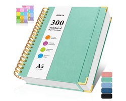 SnelShoppen - Spiraal notitieboek A5 met 300 genummerde gelijnde pagina's, hardcover lederen dagboek met 100 g/m² dik papier voor journaling, notities