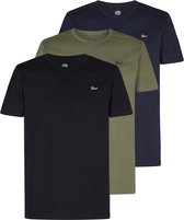 Petrol Industries Heren T-shirts 3-Pack - Ronde Hals - Korte Mouw - Katoen - Regular Fit - Multipack van 3 stuks - Blauw - Maat M