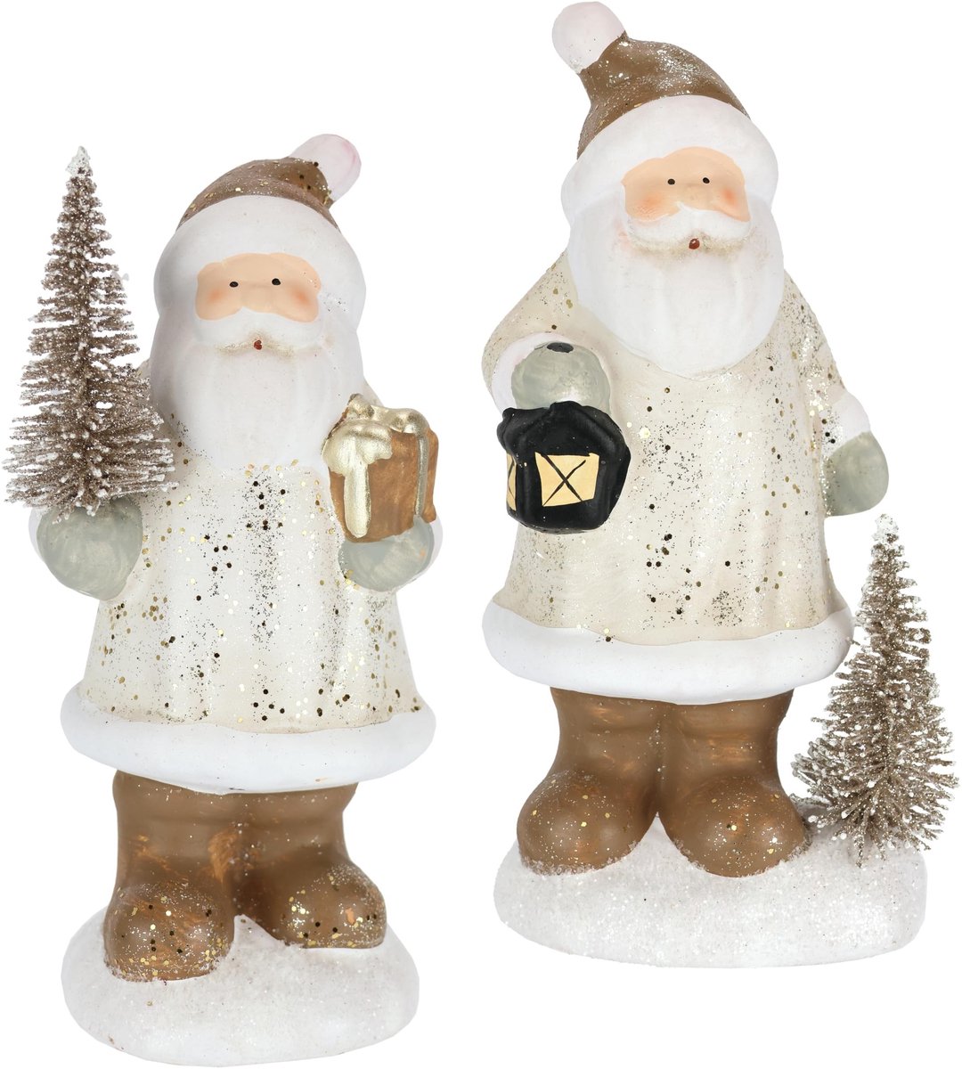 Set van 2 Keramische Decoratieve Figuren met Lantern