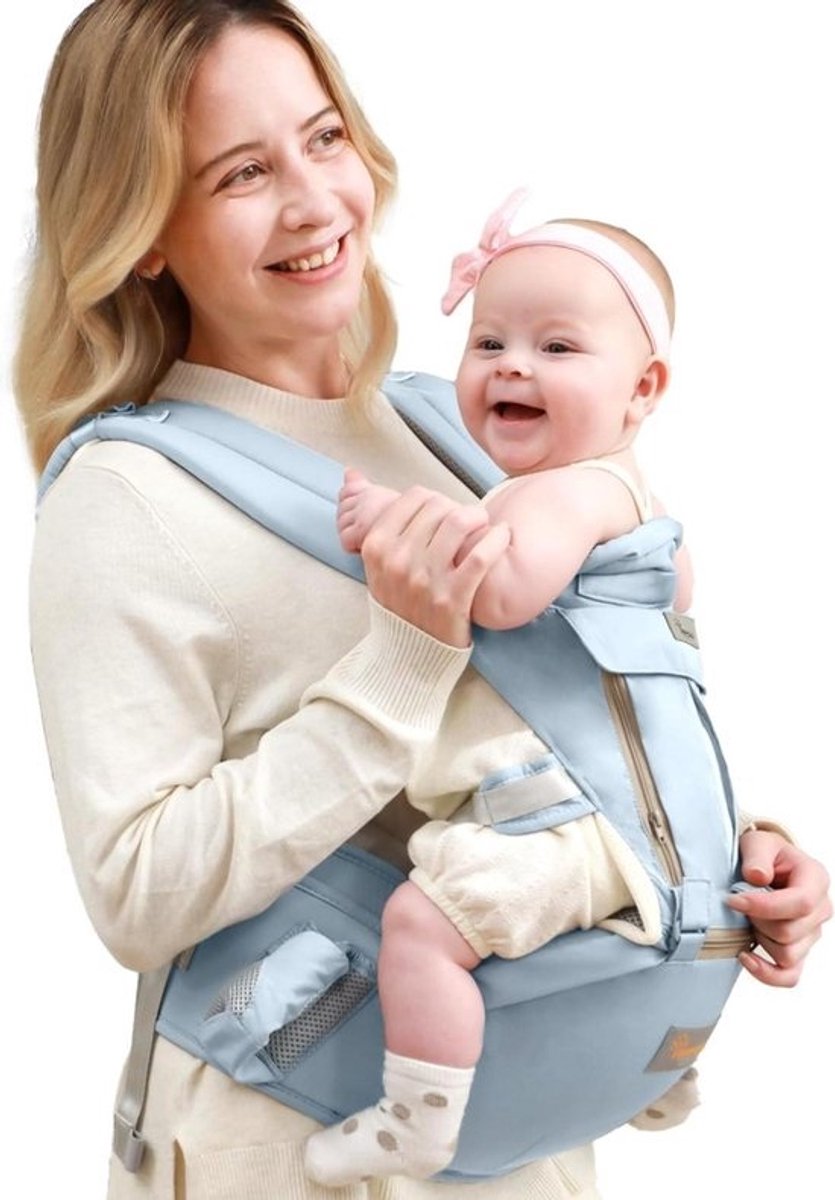 Draagdoek voor baby’s - van pasgeborene tot peuter met heupzitje en lendensteun - Comfortabel en ergonomisch - 7-60 lbs - Voor alle seizoenen - Voor alle draagposities