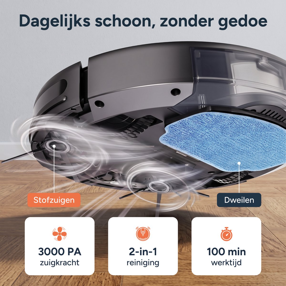 Ecopulse Robotstofzuiger met dweilfunctie - Met app, - afbeelding 2