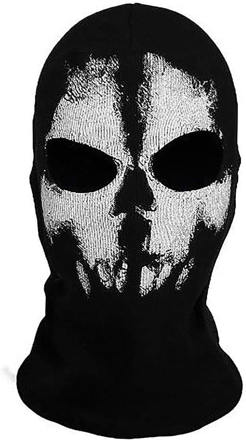 Stormmasker doodshoofd met 2 openingen voor de ogen, zwart