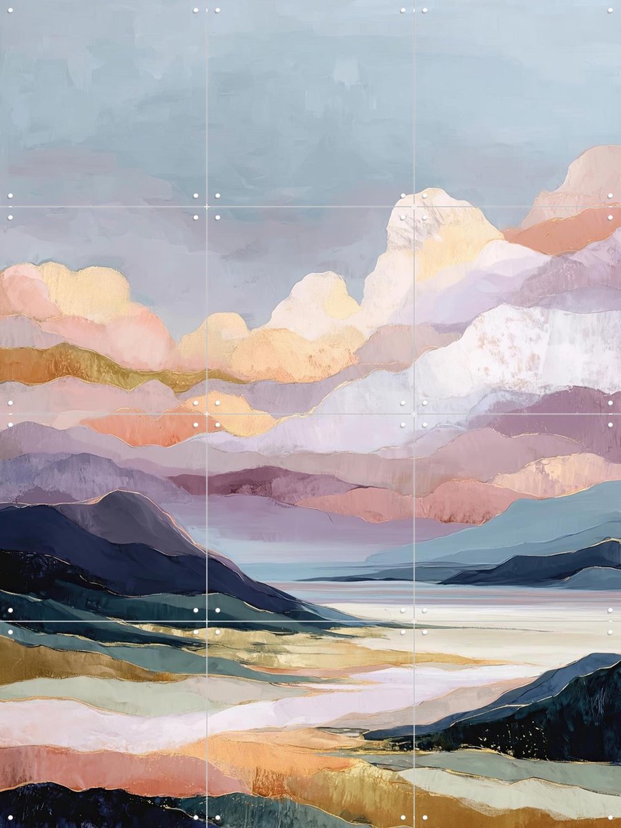 IXXI Pastel Mountain Reverie, Branka Kodžoman - 60 x 80 cm - Gratis ophangtool - Grote wanddecoratie en posters - Abstract, Modern, Woonkamer