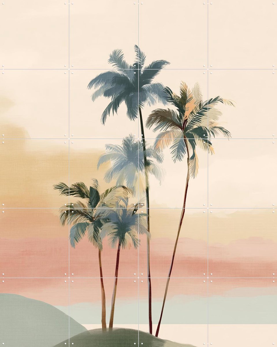 IXXI A Palm Trees At Dusk, Branka Kodžoman - 80 x 100 cm - Gratis ophangtool - Grote wanddecoratie en posters - Speels, Minimalisme, Modern