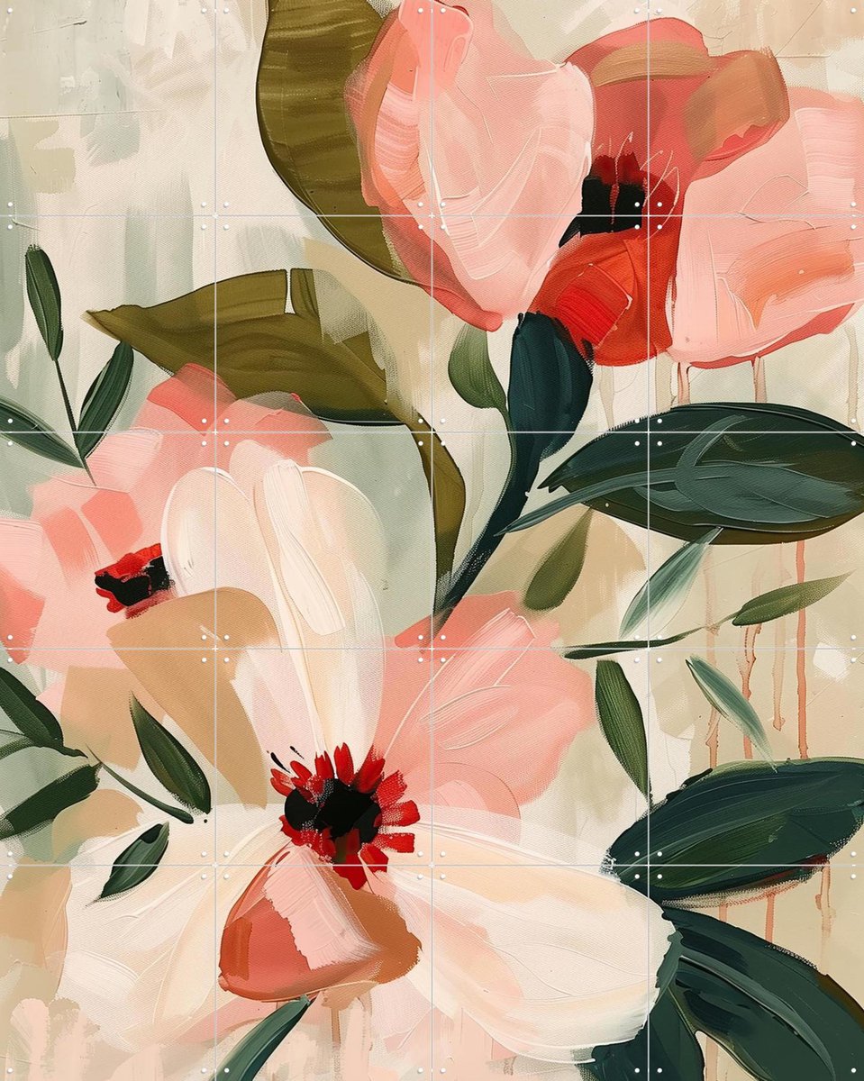 IXXI Soft Bloom Garden, Branka Kodžoman - 80 x 100 cm - Gratis ophangtool - Grote wanddecoratie en posters - Speels, Kwaststreken, Modern, Olieverf
