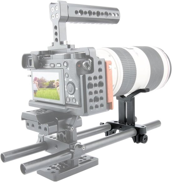 Verstelbare lenssteun voor lange lenzen met 15 mm staafklem - Ideaal voor videoproductie en fotografie — afbeelding 3