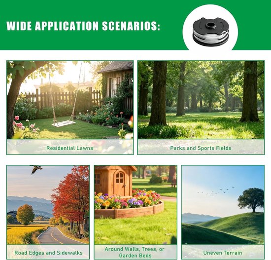 Set van 4 vervangende spoelen voor draadmaaiers, geschikt voor draadtrimmers, vervangingsspoelen voor grasmaaiers en tuinonderhoud — afbeelding 4