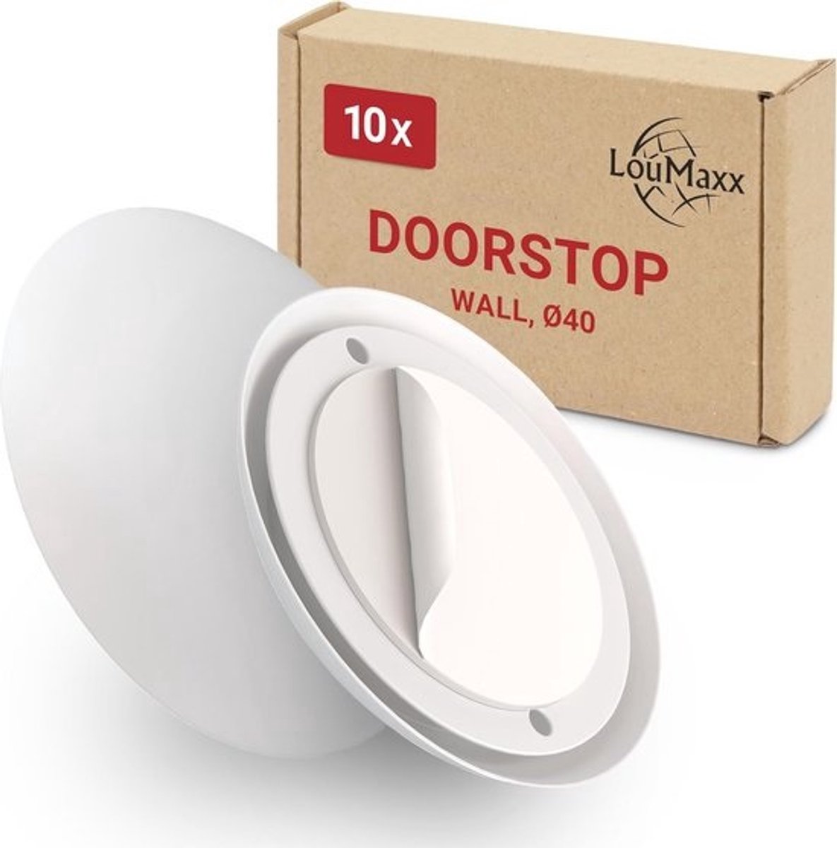 Witte deurgreepbeschermers Ø 40 mm - set van 10 zelfklevende deurstoppers voor wandbescherming