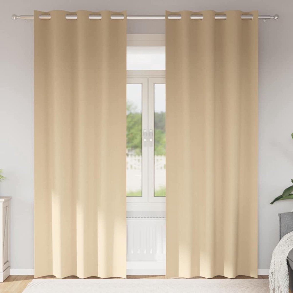 Verduisteringsgordijn met ringen, 2 stuks, crème, 260 x 140 cm