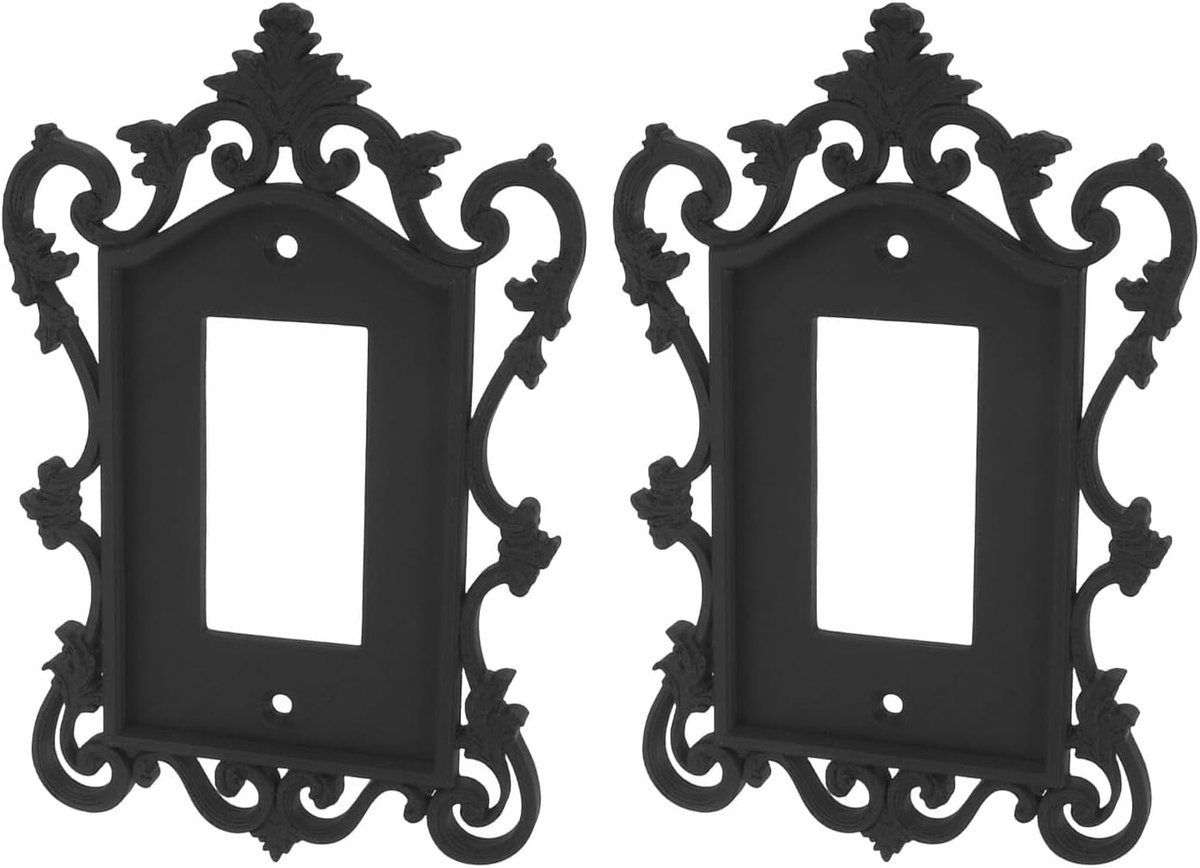 2 Stuks Gothic Decoratieve Stopcontact Covers Barokke Victoriaanse Lichtschakelaar Wandplaten Duurzame Vintage Goth Plug Socket Covers voor Slaapkamer Woonkamer Keuken