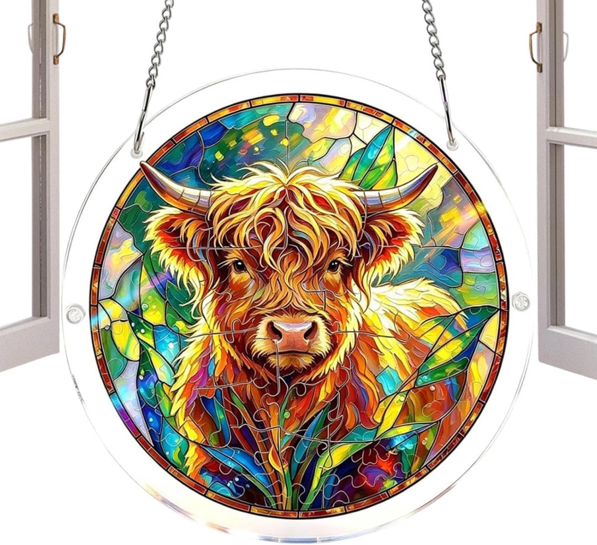 Puzzel Suncatcher - 2D Decoratieve Raamkunst Ornament, Transparant Lichtvangend Design Panel, Levendig Opknoping Glas Stijl Decor | Thuis Appartement Woonkamer Slaapkamer Studie Balkon Tuin