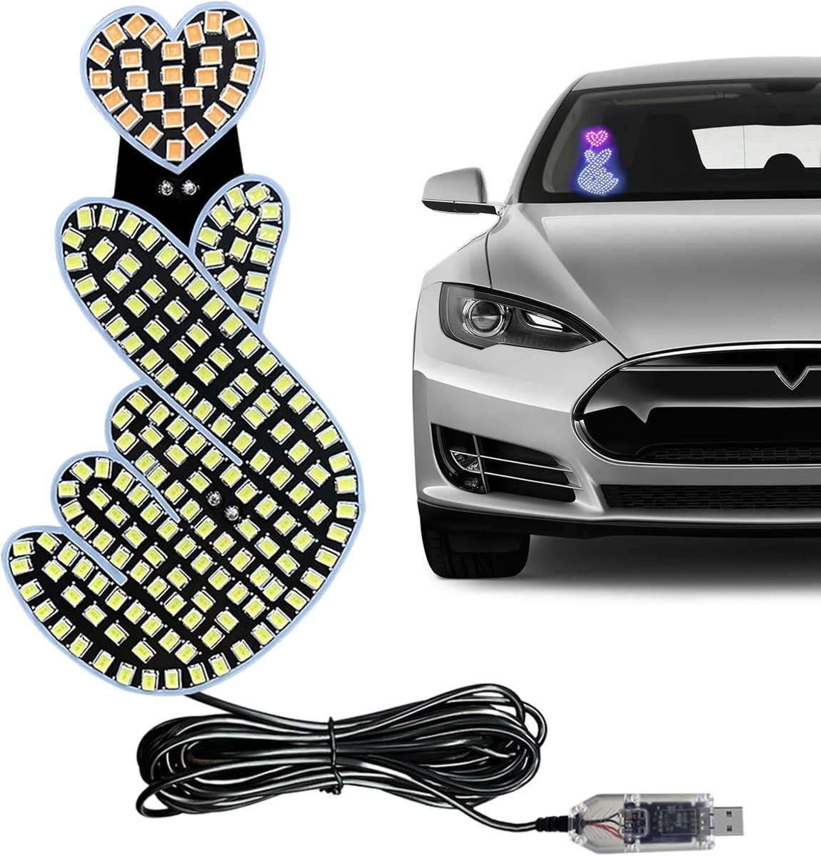 Autoaccessoires, dynamische sfeerdecoratie, insteekbaar, decoratie voor auto, voorruit, raam, Valentijnsdag, nachtritten