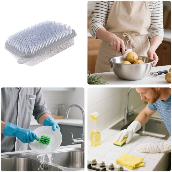Borstel voor Groenten Dubbelzijdige Reiniger voor de Keuken — afbeelding 4