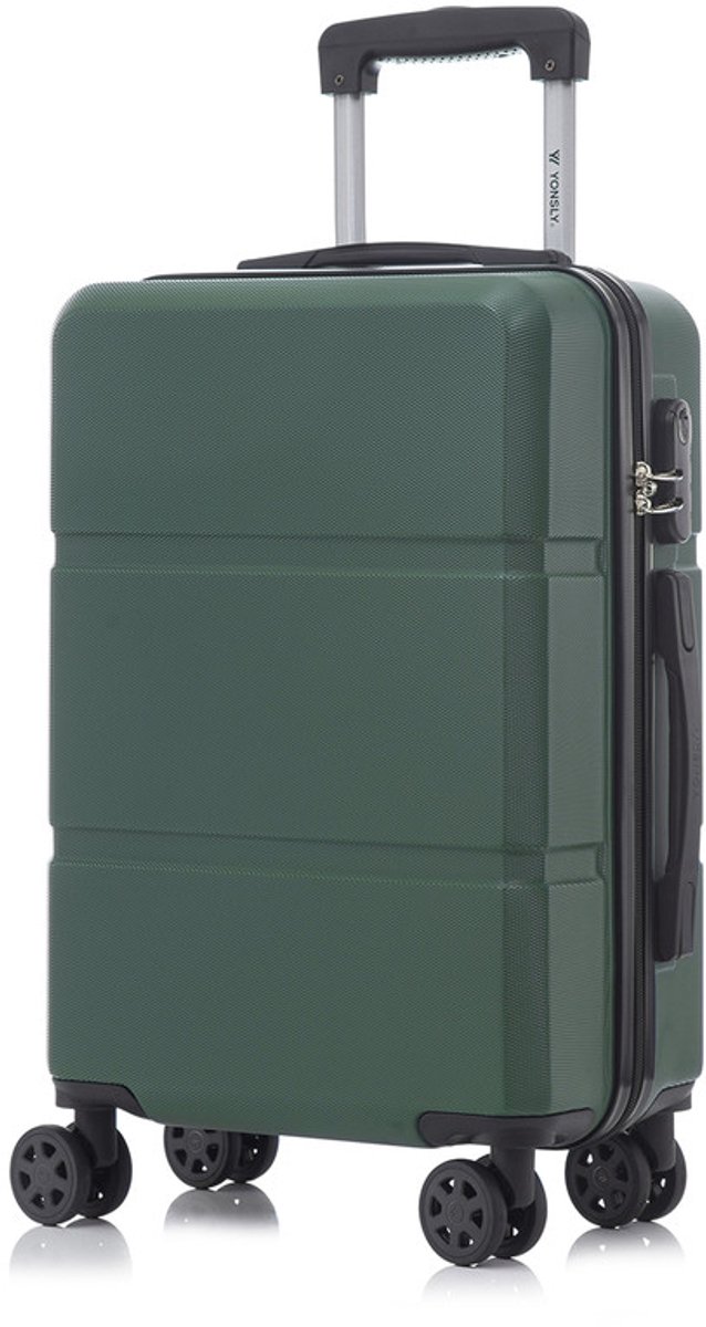 YONSLY Handbagage Koffer - 55cm - 40 L - Cijferslot- 360° Draaibare Wielen - Donkergroen