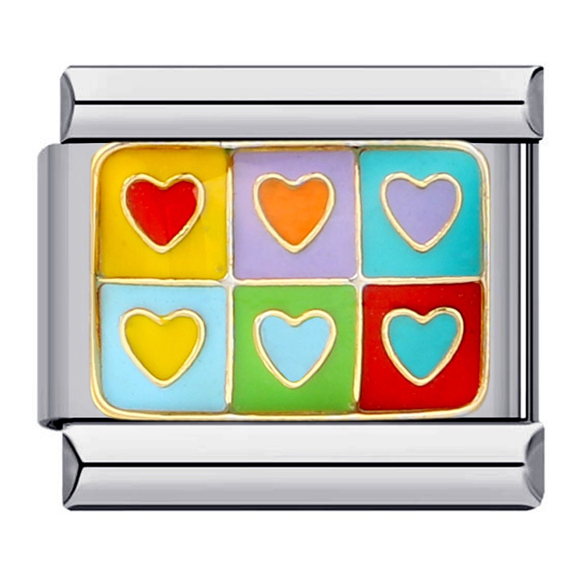 Lovely colorful hearts zilver