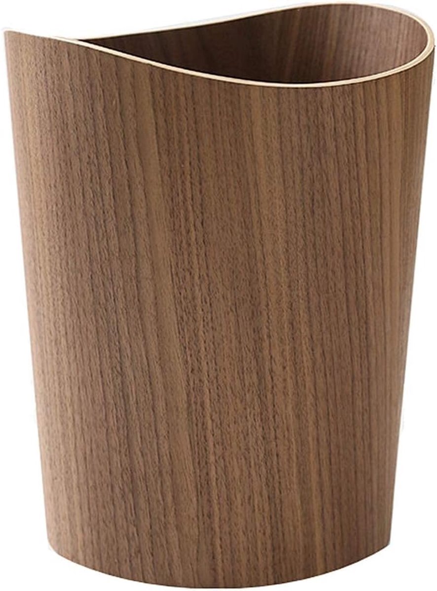 2,3 gallons houten prullenbak prullenbak voor thuis of op kantoor, Japanse stijl natuurlijk hout ronde prullenbak, lichtgewicht, stevig voor onder bureau, keuken, slaapkamer, studeerkamer, hotel of