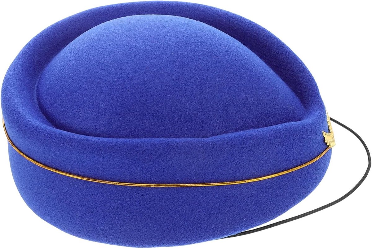 Dames Stewardess Pet in Koningsblauw Stijlvolle Nep Wol Beret voor Cosplay Vliegkostuum Podiumoptredens Veelzijdige Accessoire voor Feesten Evenementen