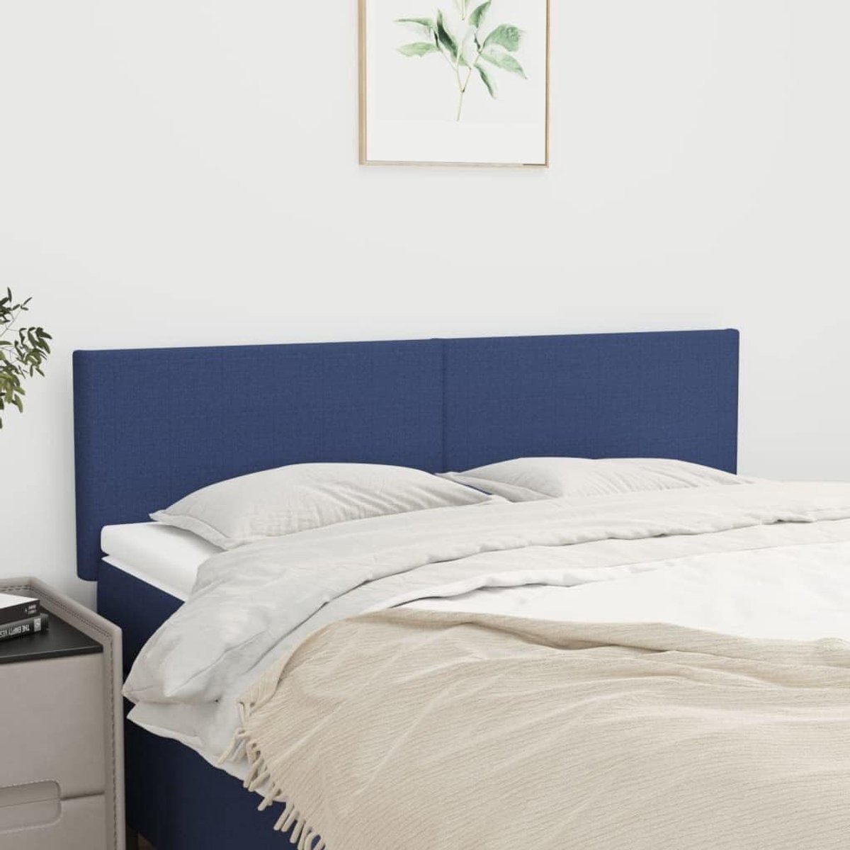 Hoofdbord, 2 stuks, blauw, 72 x 5 x 78/88 cm, stoffen hoofdeinde voor slaapkamer, hotel, hoofdeinde, werkkamer, voor slaapkamer, tweede slaapkamer, hotel