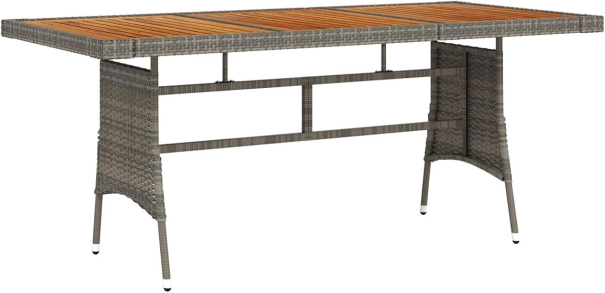 Grijs, 160 x 70 x 72 cm, polyrotan en massief acaciahout, tuinmeubelen, tuintafel 318697