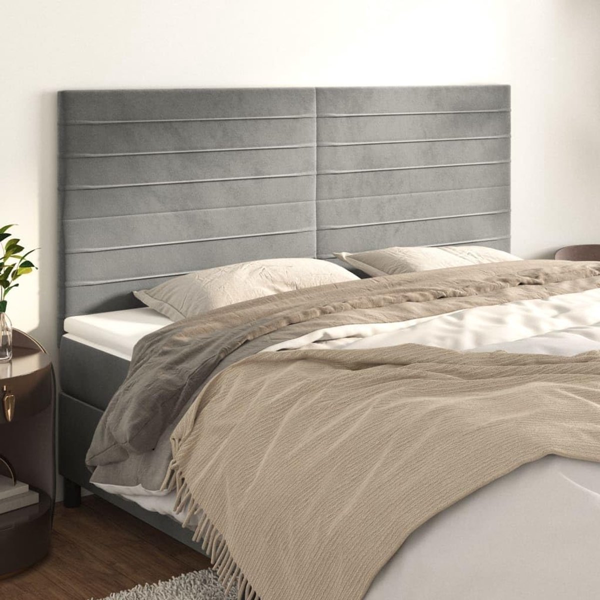 Hoofdeinde 4 STK. Lichtgrijs 90x5x78/88 cm Fluwelen Bed Hoofdeinde Slaapkamer Hoofdeinde Slaapkamer Meubels voor Slaapkamer, Hotels