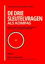 Boek De Drie Sleutelvragen als kompas, door Edwin Middelkoop MBA. Rode cover met witte tekst en een cirkel met gele stip.
