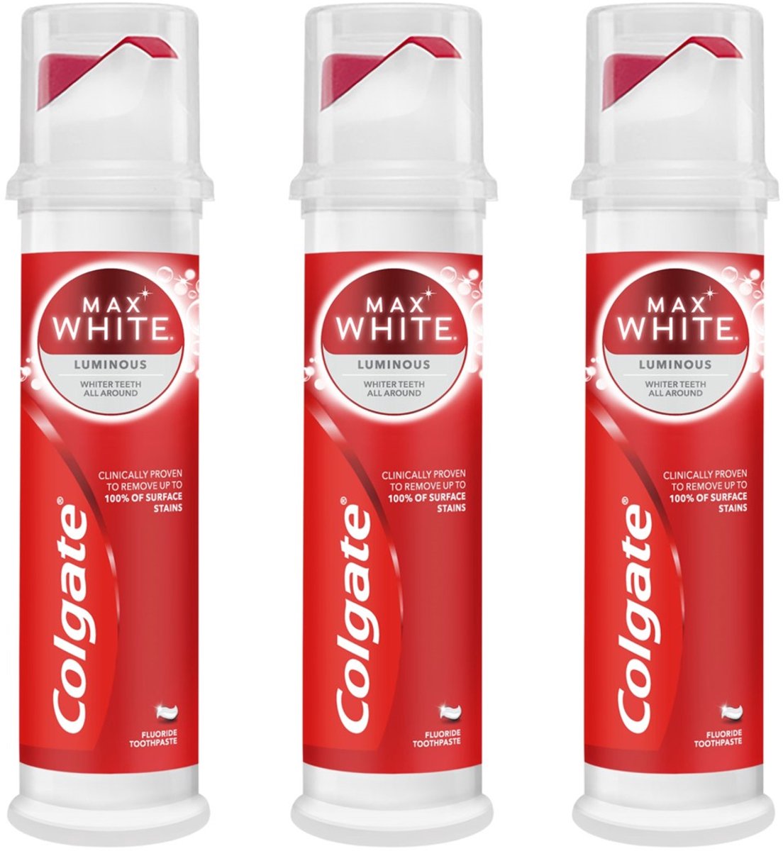 Colgate Max White Luminous Tandpasta - 3 x 100 ml (met pompje)
