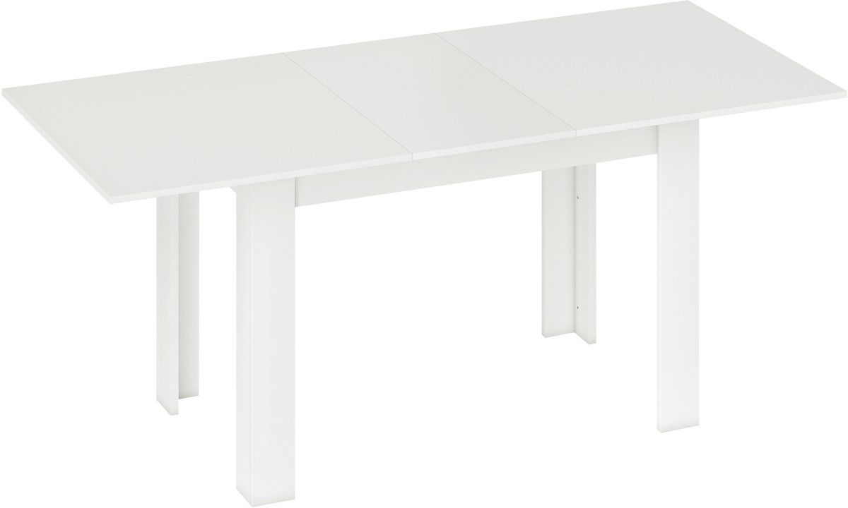 Homona Uitschuifbare eettafel - 6 tot 8 personen - Met stalen rails - 140/180 x 80 x 75 cm - Wit