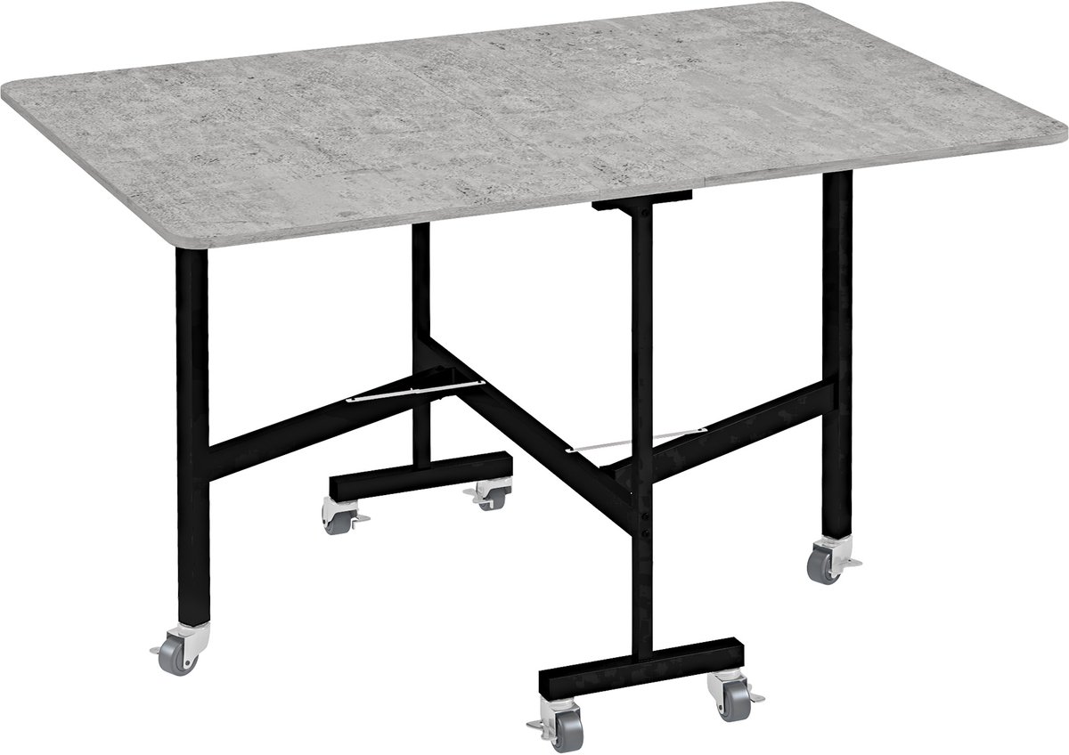 Homona Klaptafel - Voor 4-6 personen - Met wielen en rem - 120 x 80 x 73 cm - Grijs