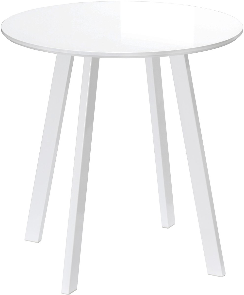 Homona Eettafel - Voor 2 personen - Met hoogglans tafelblad en metalen poten - Ø72 x 75 cm - Wit
