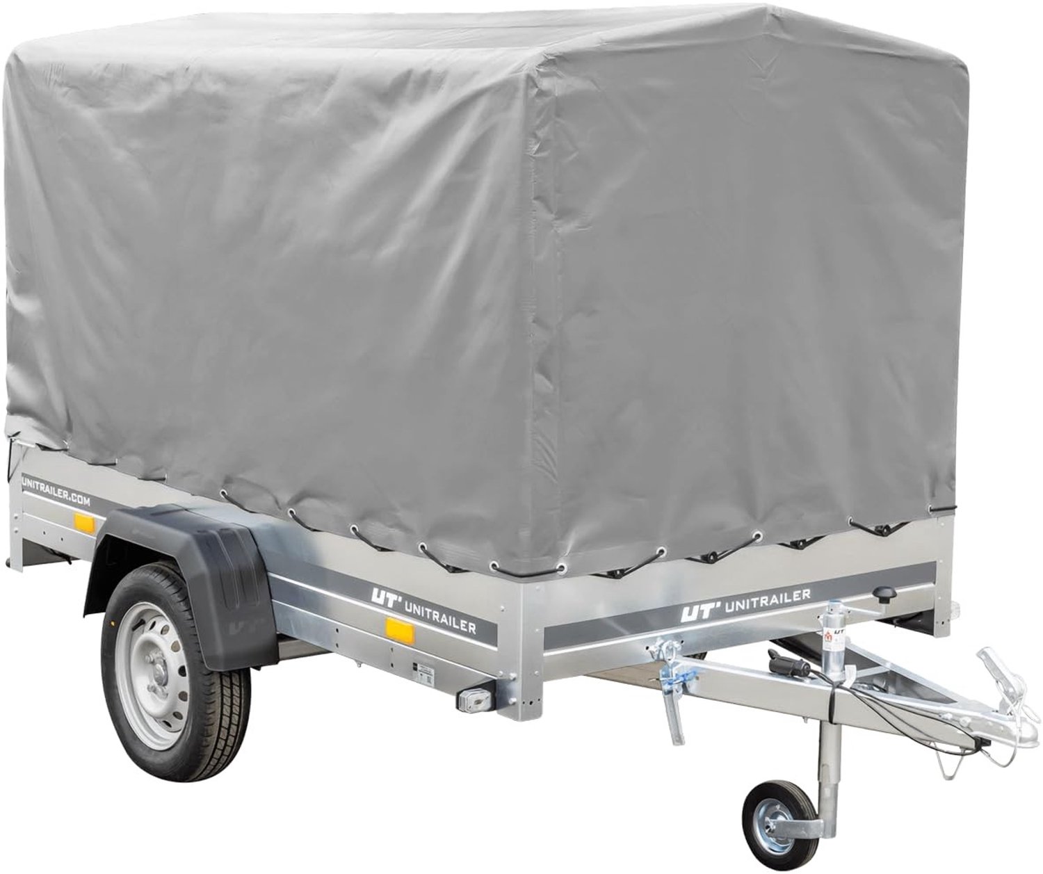 Tuintrailer op Vering 230x125 met H-1100 Frame en Grijze Dekzeil