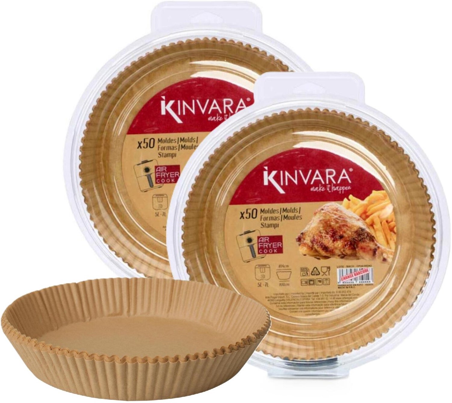 Kinvara Airfryer bakpapier - rond - 23 x 4 cm - anti kleef - bakfolie - 100x vellen - hittebestendig