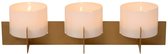 Atmooz - Theelichthouder Zambesi - Set van 3 - Glas en Goudkleurig Metaal - Ø 9 cm - Luxe Tafeldecoratie voor Sfeerverlichting